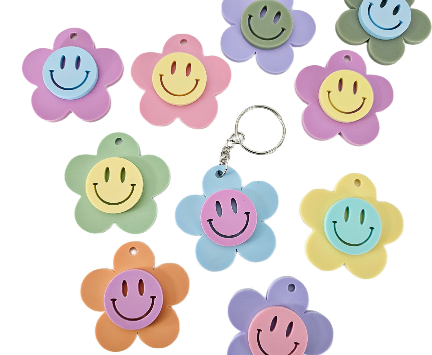 Smiley Flower Keychain