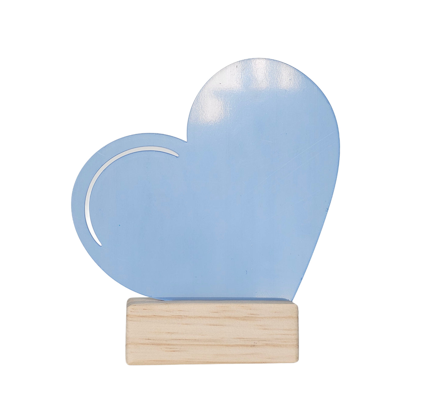 Acrylic Heart and wood base combo