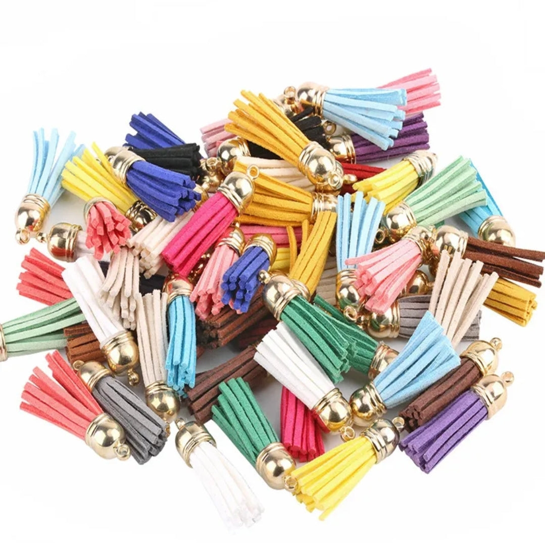 Keychain Tassels Gold Caps