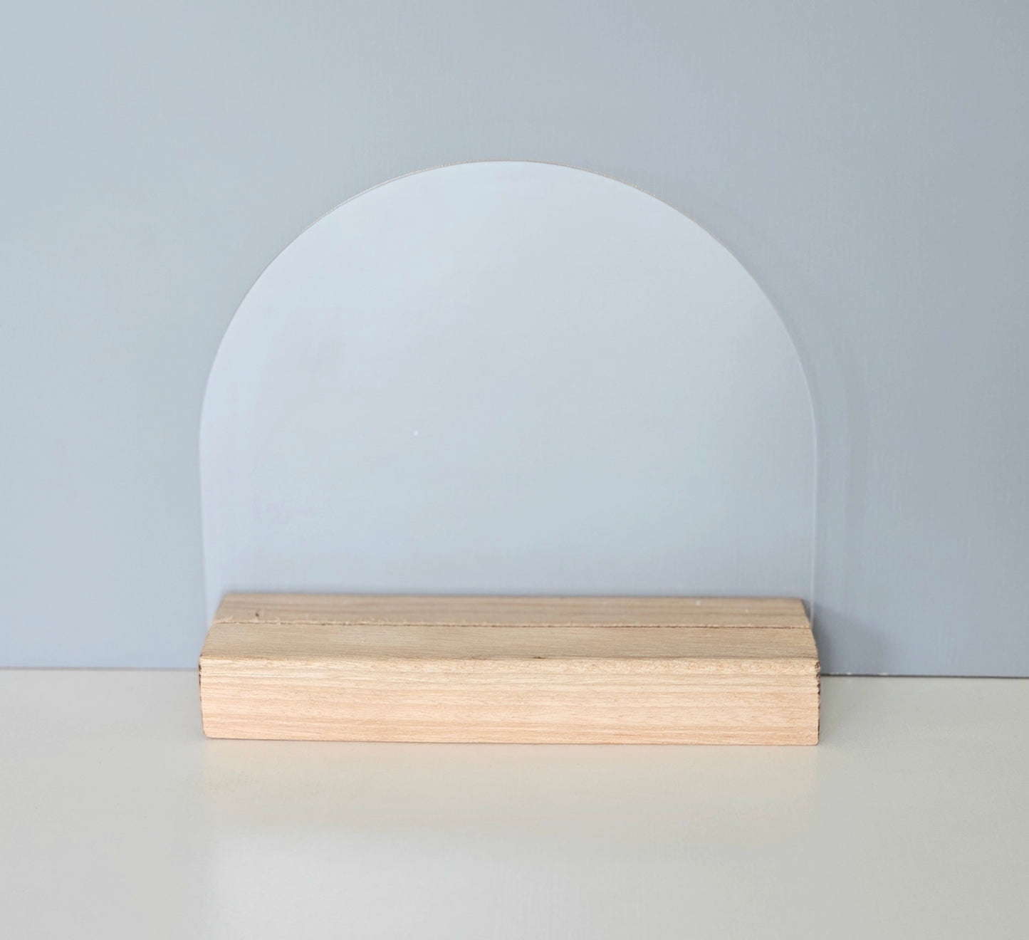 Arch Acrylic Sign with Saligna Wooden base