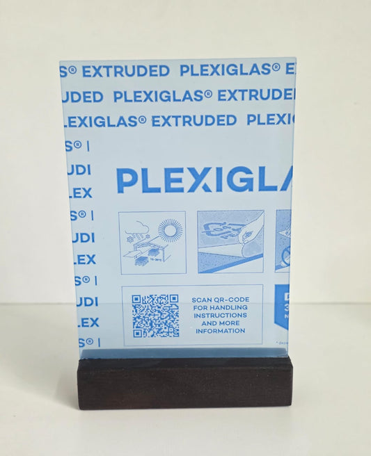 A5 Acrylic sign with Black wooden base