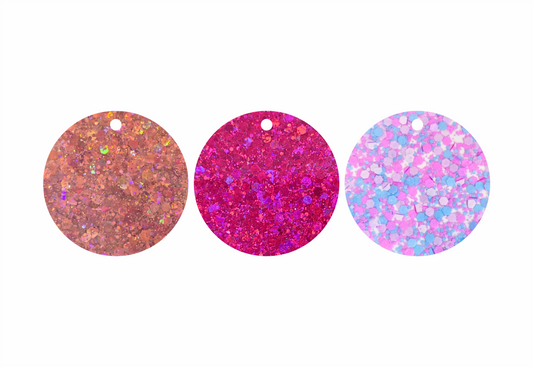 50mm - Acrylic Round - Chunky Glitter